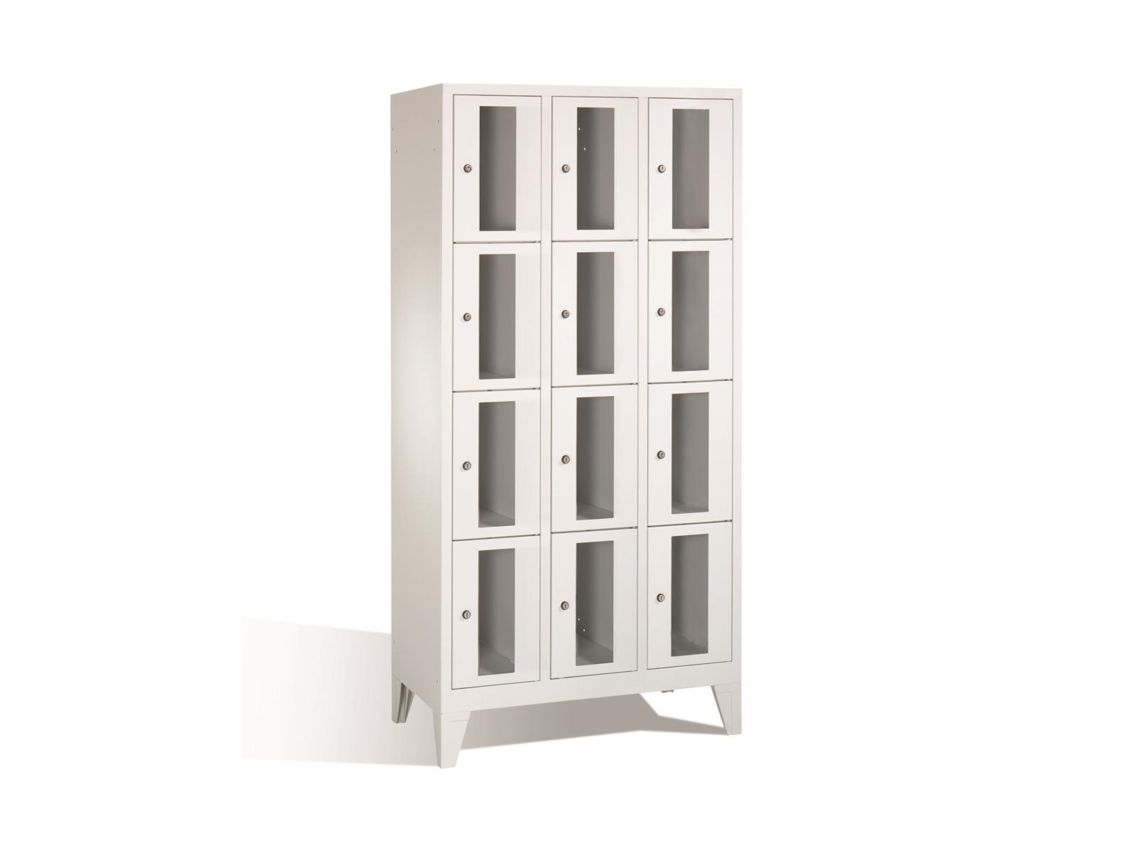 Schließfachschrank F2000 Classic mit Sichtfenster vier Fächer übereinander - 3 Abteile 300mm Abteilbreite