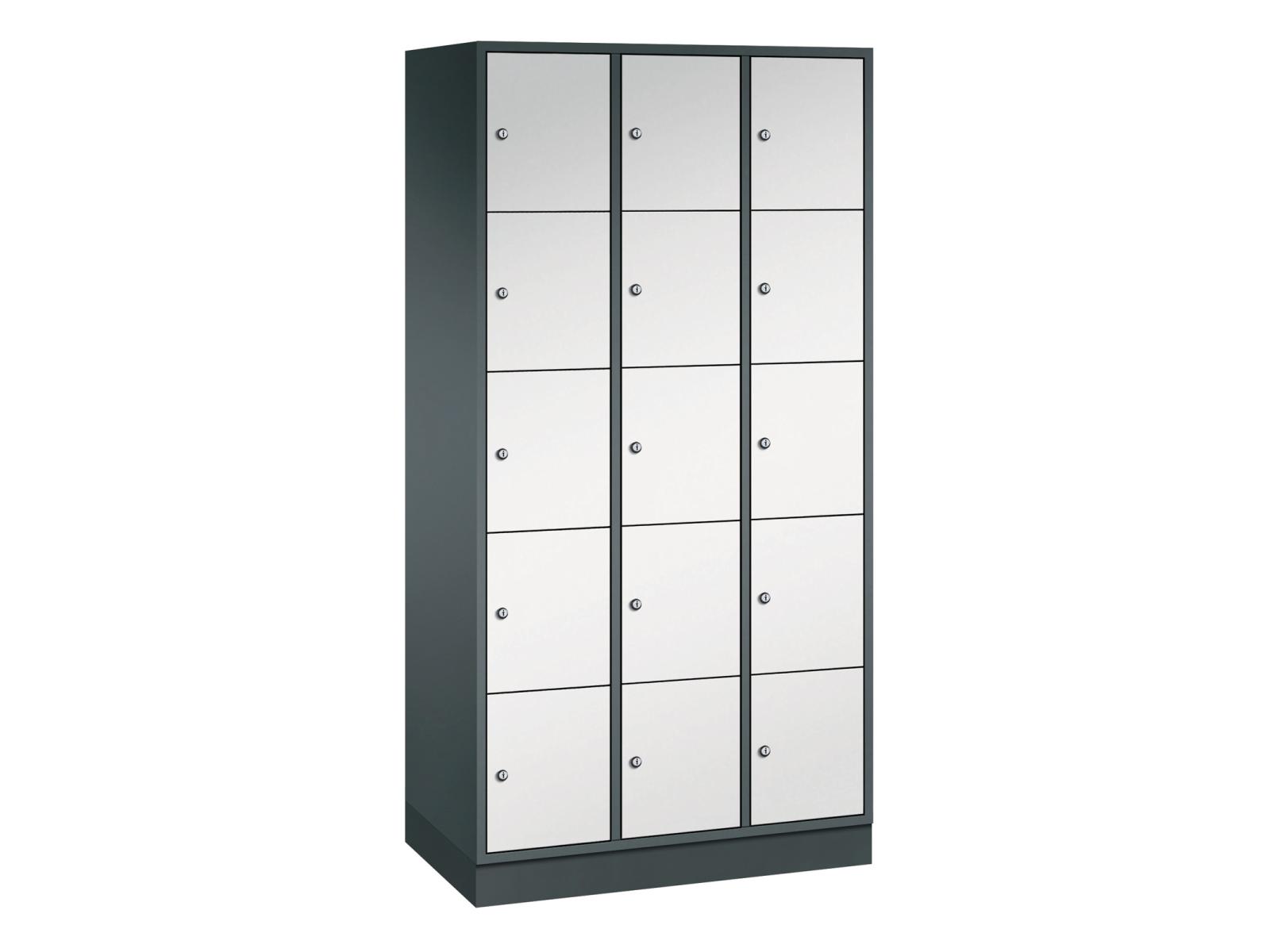 Schließfachschrank Intro mit doppelwandigen Türen 5 Fächer übereinander - 3 Abteile 300mm Abteilbreite