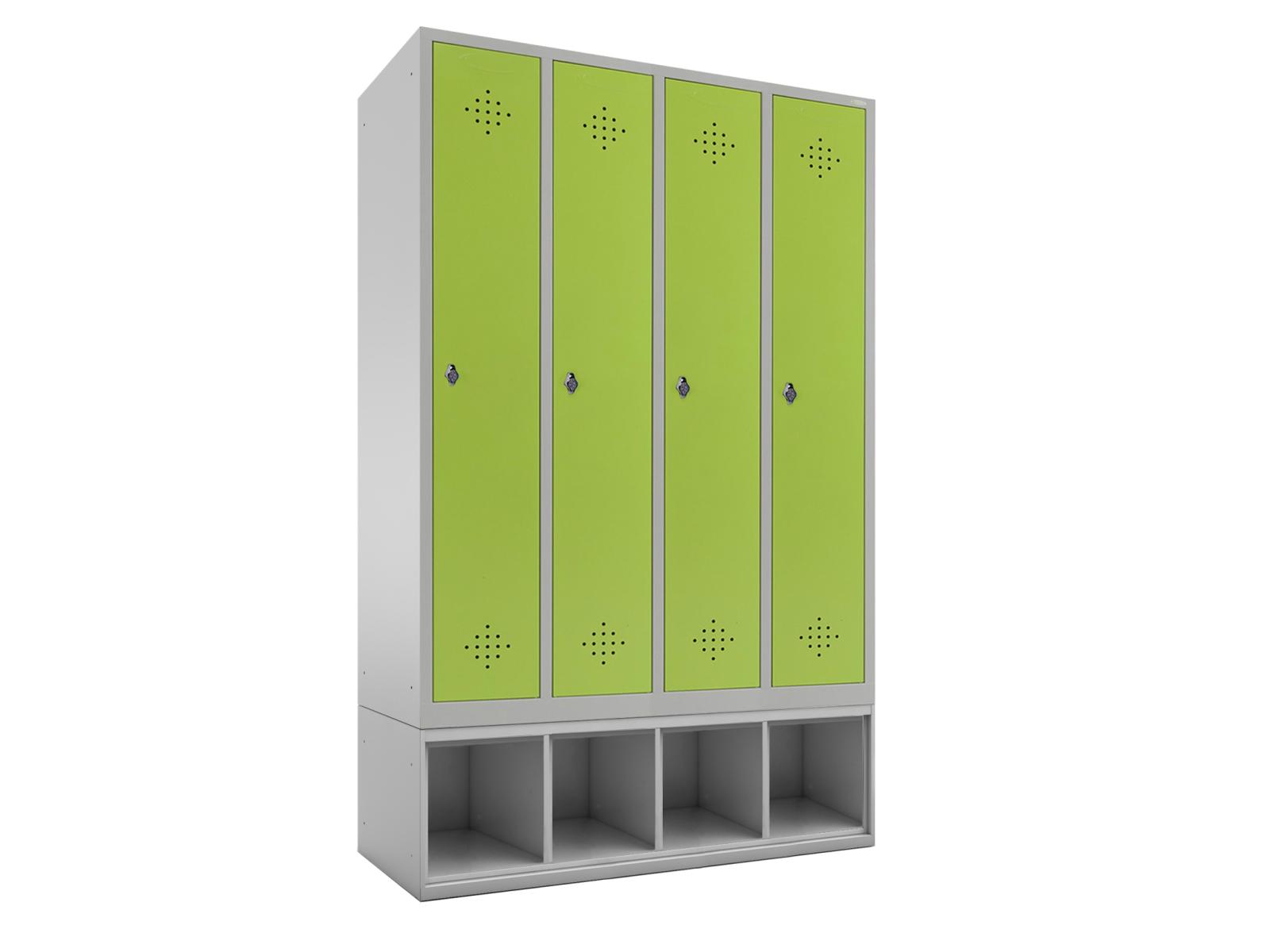 Spind Grüne Linie - mit Schuhbox -4 Abteile 400mm Abteilbreite