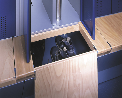 Spind nach Arbeitsstättenrichtlinien S3000 Evolo mit untergebauter Aufbewahrungsbox - für 1 Person 2x300mm Abteilbreite