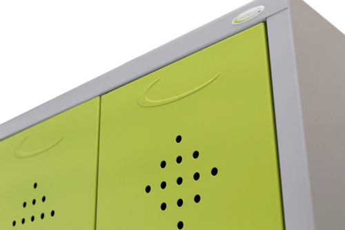 Spind Grüne Linie -Raumpflege-Geräteschrank -2 Abteile 400mm Abteilbreite