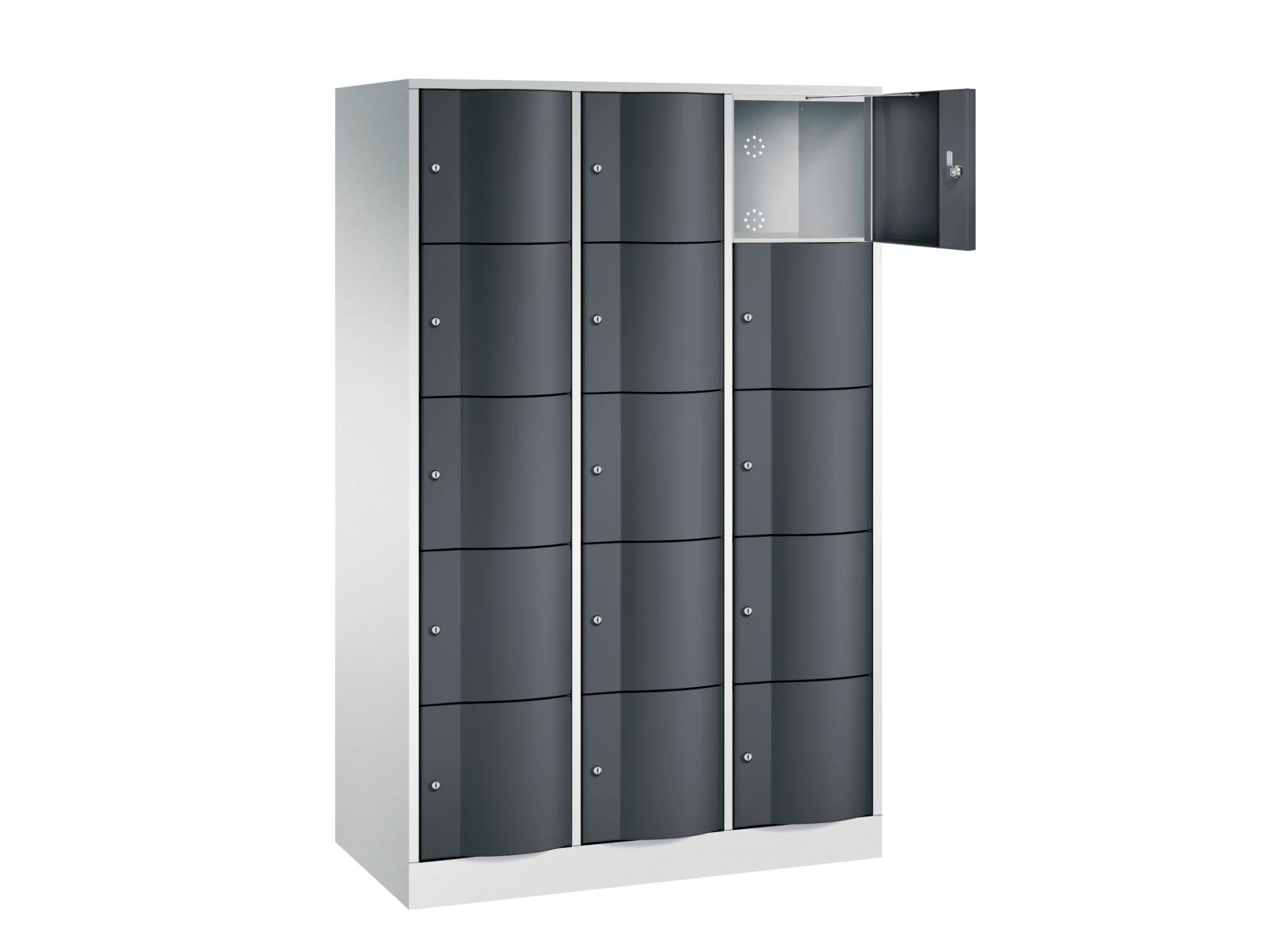 Schließfachschrank Resisto mit robusten 1,5mm dicken Türen 5 Fächer übereinander - 3 Abteile 540mm tief