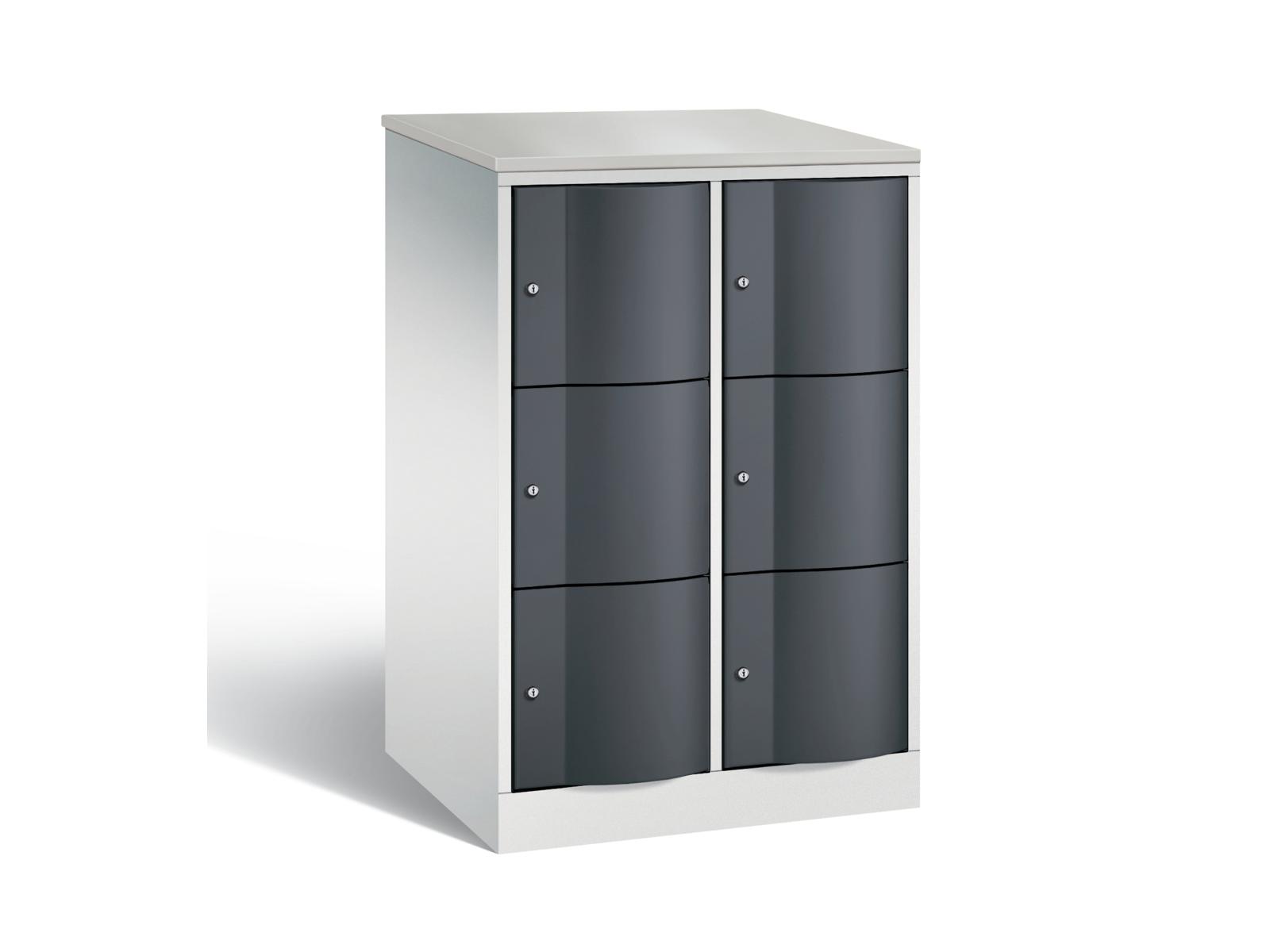 Schließfachschrank Resisto halbhoch mit robusten 1,5mm dicken Türen 3 Fächer übereinander - 2 Abteile 540mm tief