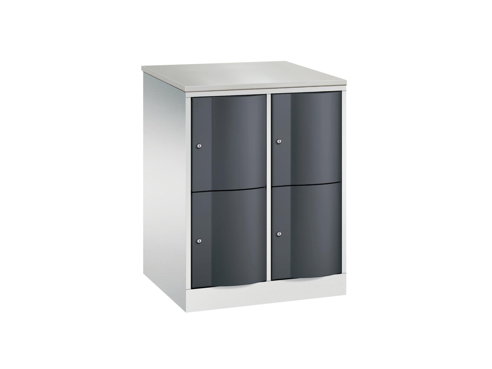 Schließfachschrank Resisto halbhoch mit robusten 1,5mm dicken Türen 2 Fächer übereinander - 2 Abteile 640mm tief