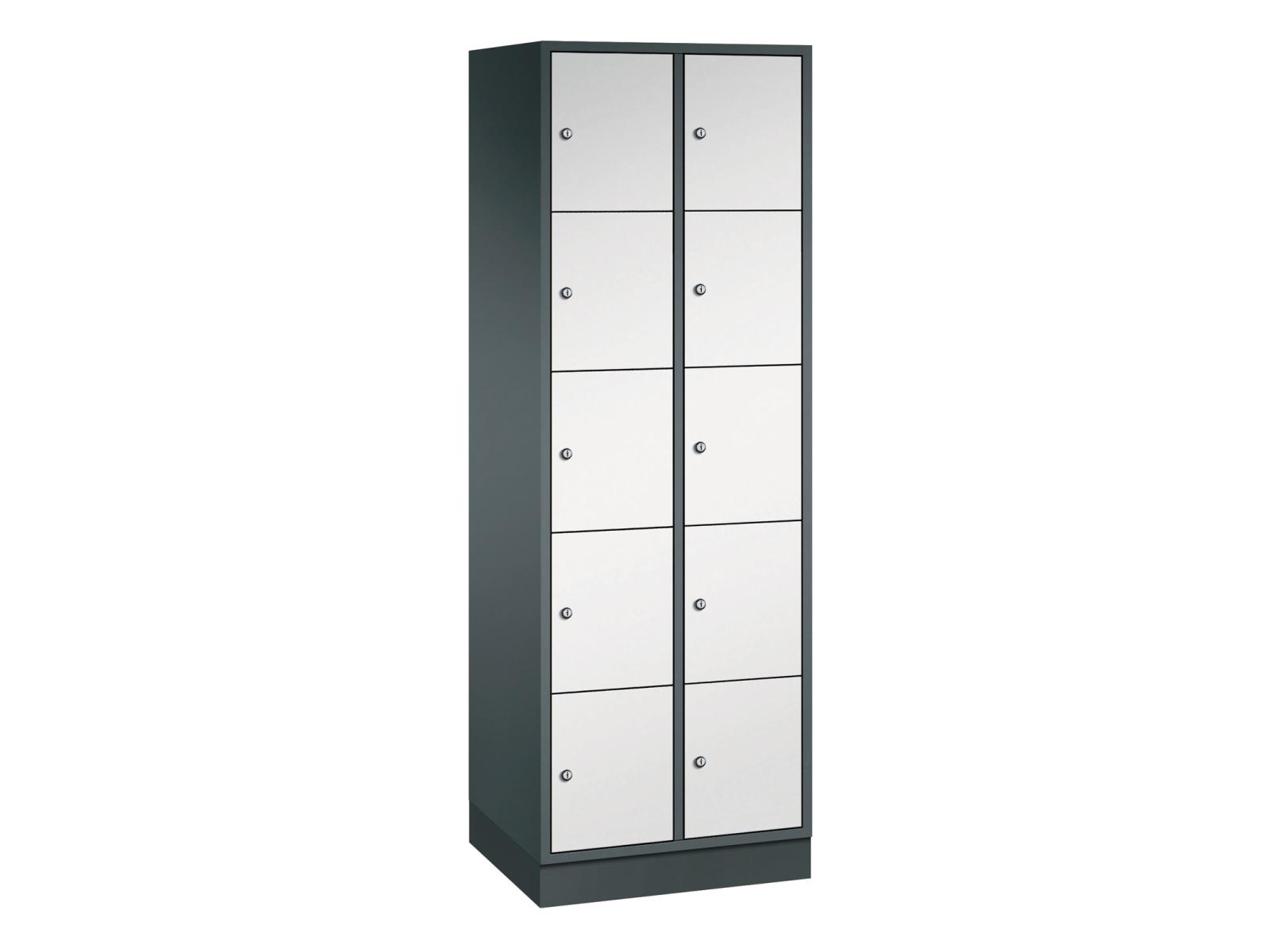 Schließfachschrank Intro mit doppelwandigen Türen 5 Fächer übereinander - 2 Abteile 300mm Abteilbreite