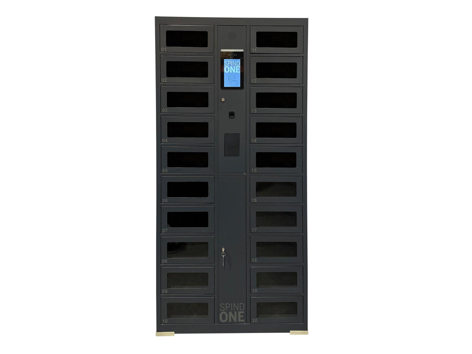 Schließfachschrank Serie Spind ONE mit Sichtfenster 2 Abteile / 20 Fächer und 4 integrierten Schließmöglichkeiten