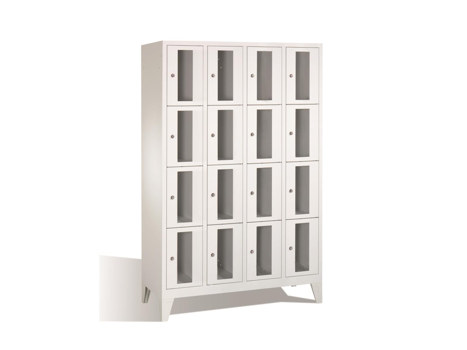 Schließfachschrank F2000 Classic mit Sichtfenster vier Fächer übereinander - 4 Abteile 300mm Abteilbreite